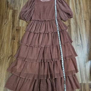 English Factory Womans Size Large Maxi Tiered Dress Dust Rose